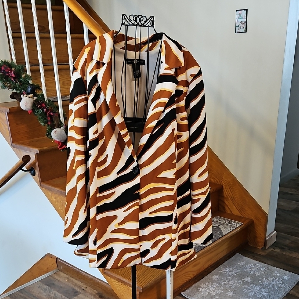 👚Ashley Stewart Zebra Print Blazer - Black and Brown